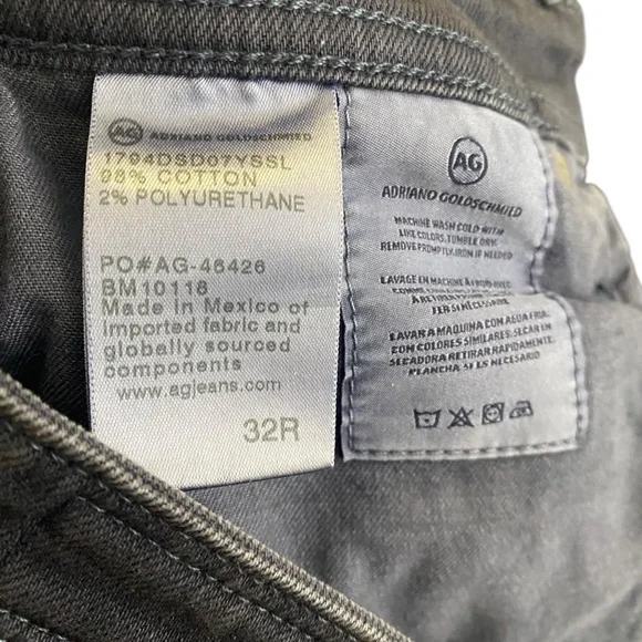 AG Everett Slim Straight Denim Jeans Blue Gray 32 x 32 Five Pocket Stretch Pants - Picture 8 of 11